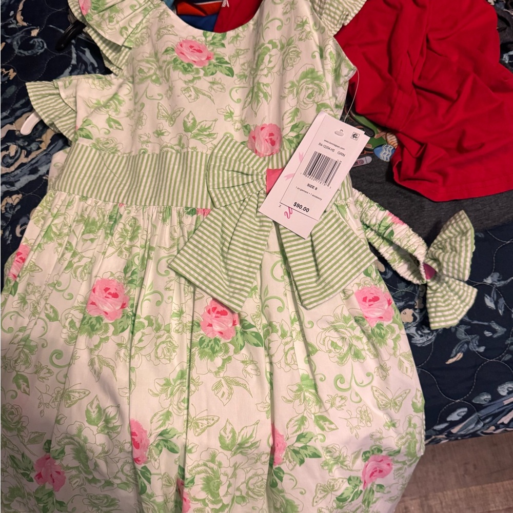 Bonnie Jean Green and Pink Floral Dress
